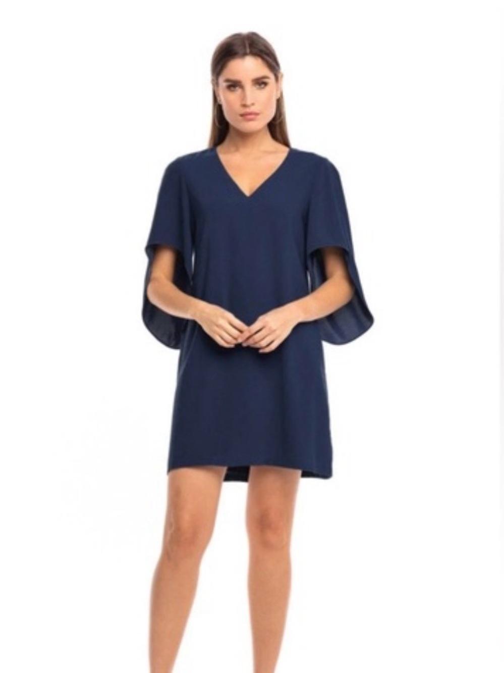 Anna Cate Navy Shift Dress with Flowy Sleeves Size Large